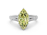 White gold Fancy Yellow Marquise  Solitaire Pave Split Shank Engagement Ring with Six-Prong Setting