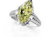 White gold Fancy Yellow Marquise  Solitaire Pave Split Shank Ring with Four-Prong Setting_106