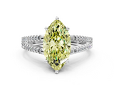 White gold Fancy Yellow Marquise  Solitaire Split Shank Pavé Diamond Engagement Ring