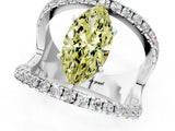 White gold Fancy Yellow Marquise  Solitaire Split Shank Pave Diamond Ring_25