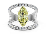 White gold Fancy Yellow Marquise  Solitaire Split Shank Pave Diamond Ring_29
