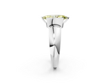 White gold Fancy Yellow Marquise  Solitaire Tension Set Diamond Ring with Wide Band_2
