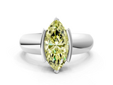 White gold Fancy Yellow Marquise  Solitaire Tension Set Diamond Ring with Wide Band