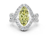 White gold Fancy Yellow Marquise  Solitaire Twist Band Pavé Diamond Engagement Ring_32