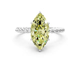 White gold Fancy Yellow Marquise  Solitaire Twist Band Ring with Four-Prong Setting_12