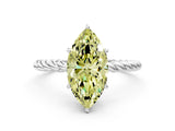 White gold Fancy Yellow Marquise  Solitaire Twist Band Ring with Four-Prong Setting_18