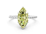 White gold Fancy Yellow Marquise  Solitaire Twist Band Ring with Four-Prong Setting_180