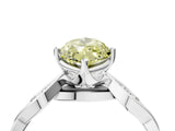 White gold Fancy Yellow Marquise  Solitaire Twist Band with Leaf Prong Setting 5