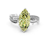 White gold Fancy Yellow Marquise  Solitaire Twist Band with Pavé Accents and Four-Prong Setting_44