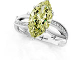 White gold Fancy Yellow Marquise  Solitaire Twist Band with Pavé Accents and Four-Prong Setting_45