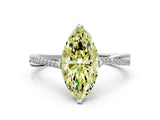 White gold Fancy Yellow Marquise  Solitaire Twist Band with Pavé Diamonds and Four-Prong Setting_58