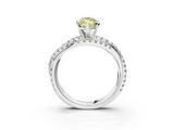 White gold Fancy Yellow Marquise  Solitaire Twist Band with Pavé Setting and Four-Prong Setting_3