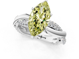 White gold Fancy Yellow Marquise  Solitaire Twist Band with Pave Prong Setting_1