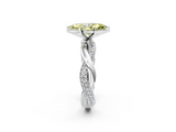 White gold Fancy Yellow Marquise  Solitaire Twist Band with Pave Prong Setting_2