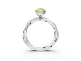 White gold Fancy Yellow Marquise  Solitaire Twist Band with Pave Prong Setting_3