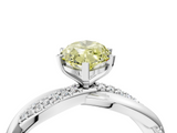 White gold Fancy Yellow Marquise  Solitaire Twist Band with Pave Prong Setting_4