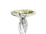 White gold Fancy Yellow Marquise  Solitaire Twist Band with Pave Prong Setting_5