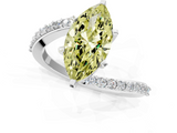 White gold Fancy Yellow Marquise  Solitaire Twist Band with Pave Set Diamonds and Four-Prong Setting_1