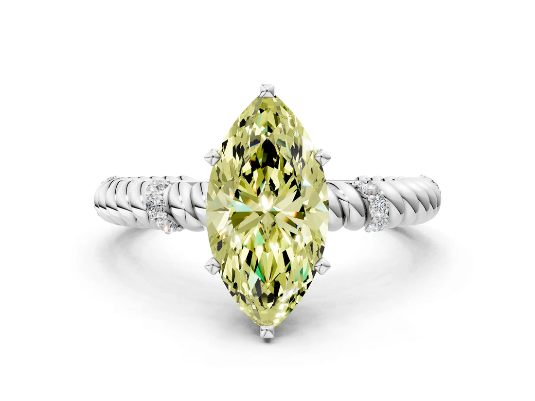 White gold Fancy Yellow Marquise  Solitaire Twisted Band Prong Set Engagement Ring_64