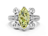 White gold Fancy Yellow Marquise  Solitaire Twisted Band Scroll Prong Ring_26