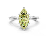 White gold Fancy Yellow Marquise  Solitaire Twisted Band with Bead Prong Setting_53