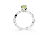 White gold Fancy Yellow Marquise  Solitaire Twisted Band with Bead Prong Setting_56