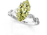 White gold Fancy Yellow Marquise  Solitaire Twisted Band with Prong Setting 1