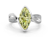 White gold Fancy Yellow Marquise  Solitaire Twisted Band with Prong Setting_3