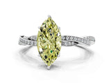 White gold Fancy Yellow Marquise  Solitaire Twisted Pave Diamond Ring with Four-Prong Setting_158