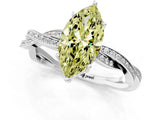 White gold Fancy Yellow Marquise  Solitaire Twisted Pave Diamond Ring with Four-Prong Setting_160