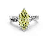 White gold Fancy Yellow Marquise  Solitaire Vine Band with Milgrain Prong Setting_3
