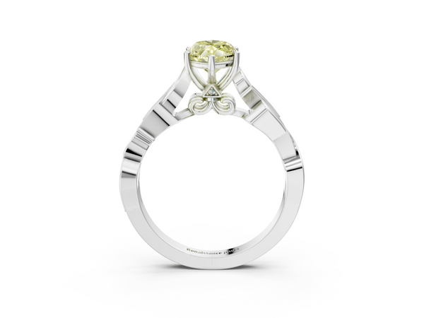 Platinum Fancy Yellow Marquise  Solitaire Vine Band with Milgrain Prong Setting