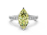 White gold Fancy Yellow Marquise  Solitaire with Pavé Band and Four-Prong Setting_29
