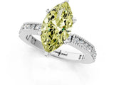 White gold Fancy Yellow Marquise  Solitaire with Pavé Band and Four-Prong Setting_30