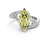 White gold Fancy Yellow Marquise  Solitaire with Pavé Twist Band and Four-Prong Setting