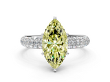 White gold Fancy Yellow Marquise  Solitaire with Pave Band and Four-Prong Setting_3