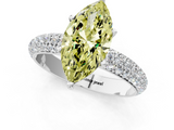 White gold Fancy Yellow Marquise  Solitaire with Pave Band and Four-Prong Setting_4