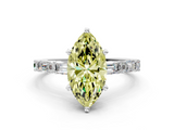 White gold Fancy Yellow Marquise  Solitaire with Side Baguettes and Channel Set Band