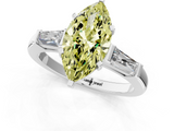White gold Fancy Yellow Marquise  Solitaire with Tapered Baguette Side Stones on a Classic Band with Four-Prong Setting_1