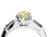 White gold Fancy Yellow Marquise  Solitaire with Tapered Baguette Side Stones on a Classic Band with Four-Prong Setting_4