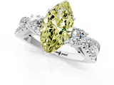 White gold Fancy Yellow Marquise  Three-Stone Diamond Ring with Pavé Split Shank and Four-Prong Setting_17