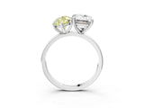 White gold Fancy Yellow Marquise  and Emerald Cut Toi Moi Ring with Prong Setting_32