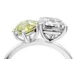 White gold Fancy Yellow Marquise  and Emerald Cut Toi Moi Ring with Prong Setting_33