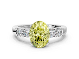 White gold Fancy Yellow Oval  Brilliant Cut Diamond Five-Stone Prong Set Engagement Ring with Channel Band_3