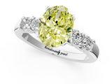 White gold Fancy Yellow Oval  Brilliant Cut Diamond Five-Stone Prong Set Engagement Ring with Channel Band_4