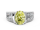 White gold Fancy Yellow Oval  Brilliant Diamond Channel Set Wide Band Ring with Bezel Setting_54