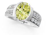 White gold Fancy Yellow Oval  Brilliant Diamond Channel Set Wide Band Ring with Bezel Setting_55