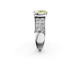 White gold Fancy Yellow Oval  Brilliant Diamond Channel Set Wide Band Ring with Bezel Setting_56