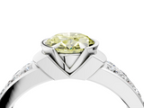 White gold Fancy Yellow Oval  Brilliant Diamond Channel Set Wide Band Ring with Bezel Setting_59