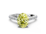 White gold Fancy Yellow Oval  Brilliant Diamond Solitaire with Pavé Band and Four-Prong Setting 1